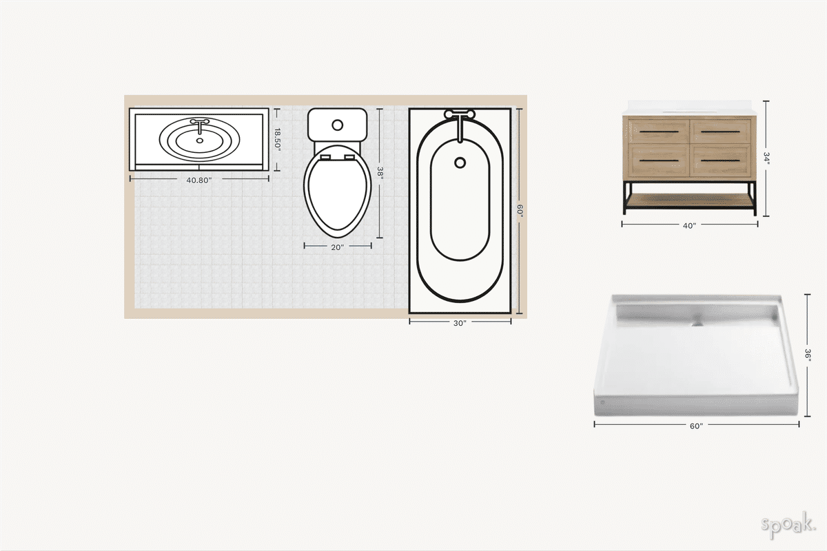 Bathroom Plan designed by CATALINA MONTEIRO