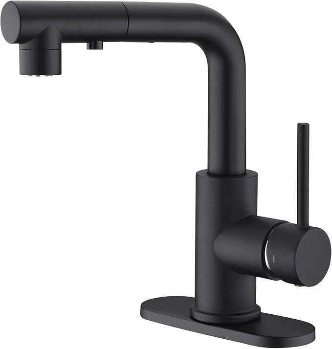CREA Sink Faucet, Black Kitchen Faucets with Pull Down Sprayer, Bathroom Sink Faucets Mini Bar Prep Faucet Single Handle 3 or 1 Hole Kitchen Utility Faucet Laundry Outdoor Tap added by Erica Ramon