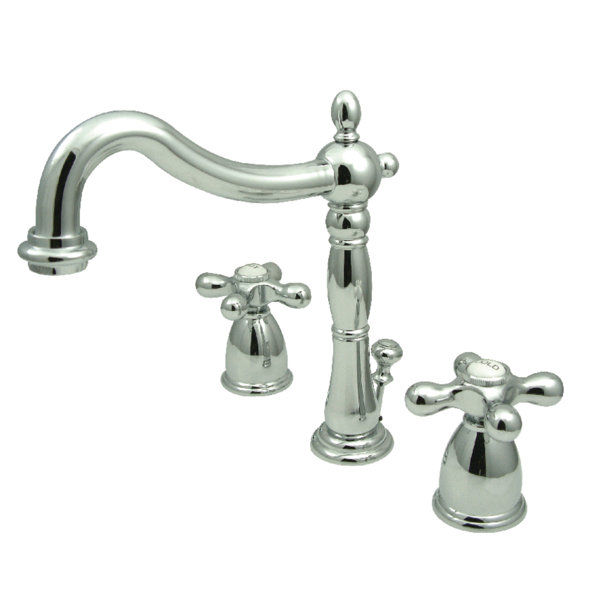Kingston Brass Heritage Two-Handle 3-Hole Deck Mount Widespread Bathroom Faucet with Pop-Up Drain added by Caitlyn Fitzpatrick