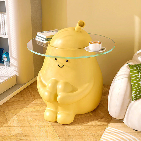 Pearmoji Table - Resin - Glass - Yellow from Apollo Box added by Adriana Wojakowska