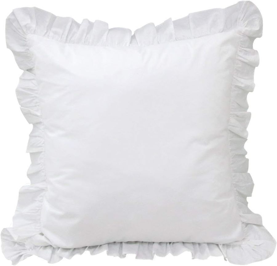 Precious Star Linen White Edge Ruffle European 28x28 Inch Pillow Shams Long-Staple Egyptian Cotton Hotel Class Set of 2 Decorative Euro Square Pillow Cover, Envelope Closure Soft & Cozy added by Lauren Garretson