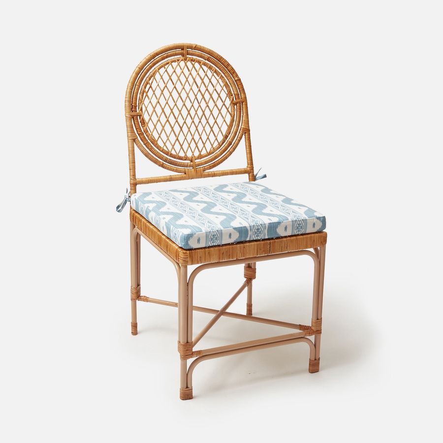 Vivienne Rattan Chair with Ikat Seat Pad Cushion added by Stephanie Northrop