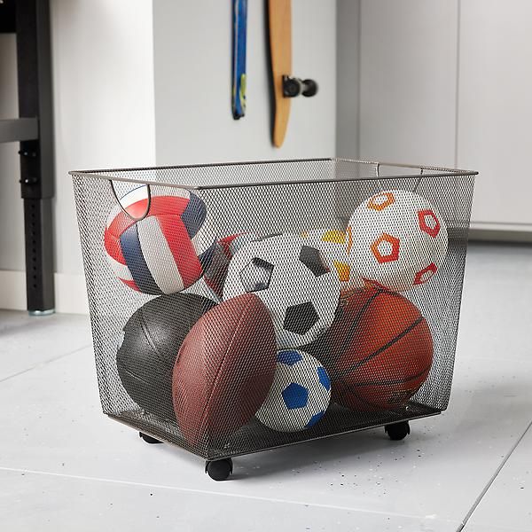 Silver Mesh Rolling Storage Bin with Handles added by Christina Whiteside