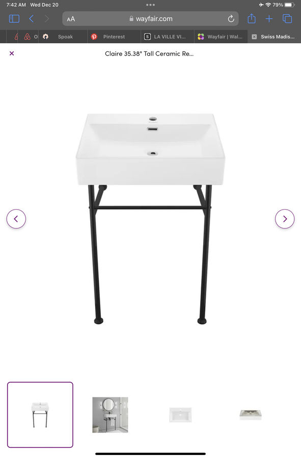 Claire 35.38" Tall Ceramic Rectangular Console Bathroom Sink with Overflow added by Brittany Vink