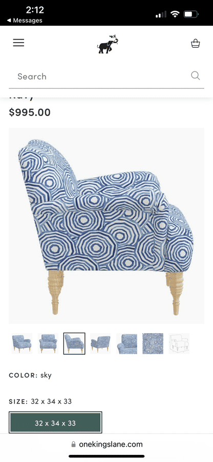 Nicolette Umbrella Swirl Club Chair, Navy added by Molly Simard