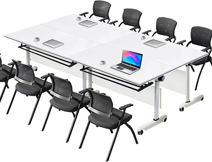 4PCS Folding Conference Table, Modern Mobile Meeting Table with Silent Wheels 47.2" D X 23.6" W X 29.5" H Wood Training Table for Office Reception Classroom Training added by Kimberly Grayson