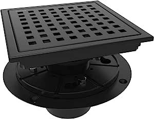WEBANG 6 Inch Square Shower Floor Drain With Flange,Quadrato Pattern Grate Removable,Food-grade SUS 304 Stainless Steel,WATERMARK&CUPC Certified,Matte Black added by HELEN SALGADO