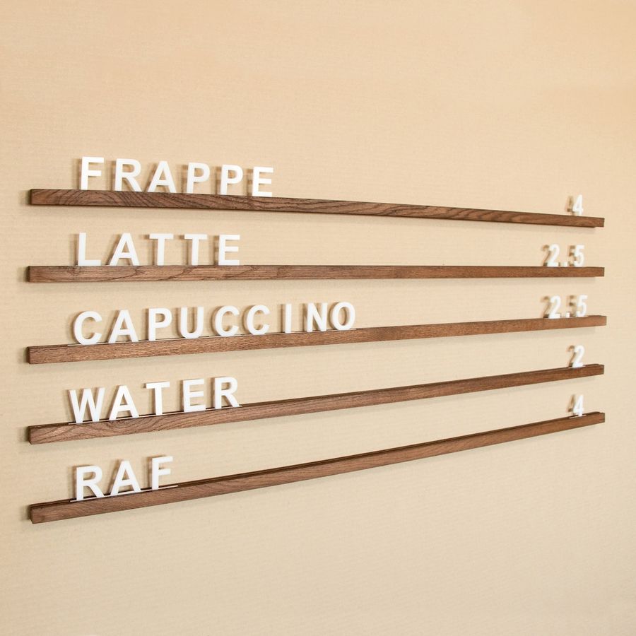 Menu Board, Wall Menu, Changeable Letter Board, Oak Menu Board, Cafe Menu Holder, Wooden Menu, Hanging Cafe Menu Sign, Letter Ledges Set - Etsy added by Michelle Wilson