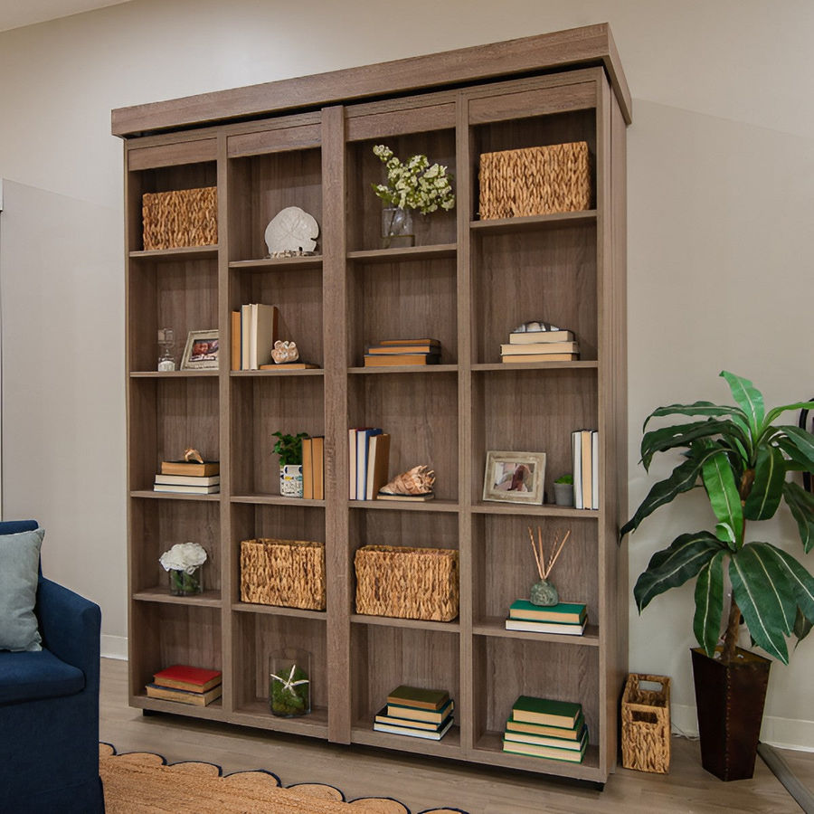 Wall Bed - Boaz BiFold Bookcase Murphy Bed in Multiple Sizes/Colors | Buy Murphy Bed added by Caitlyn Fitzpatrick