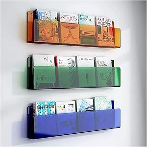 Multicolor 15" Premium Acrylic Floating Nursery Kids Bookshelf Wall Ledge Shelf,1 Tier Wallfall Decorative Bookshelf (Color : Orange, Size : L15xW2xH6IN) added by HELEN SALGADO