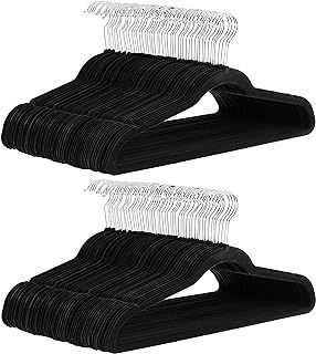 Amazon Basics Slim Velvet, Non-Slip Suit Clothes Hangers, Pack of 100, Black/Silver added by Rachel Fedorov