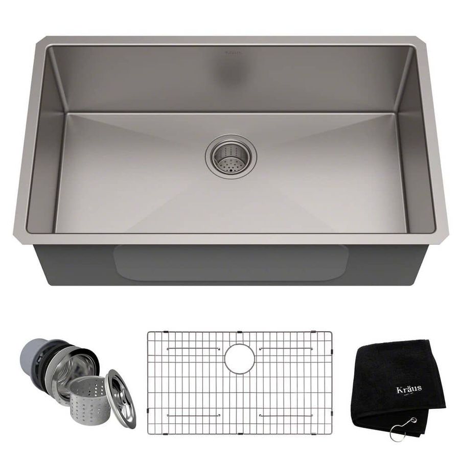 KRAUS Standart PRO 32 in. Undermount Single Bowl 16 Gauge Stainless Steel Kitchen Sink with Accessories KHU100-32 - The Home Depot added by HELEN SALGADO
