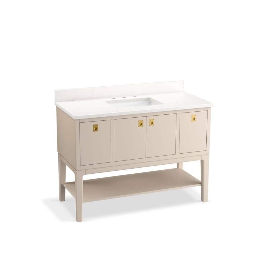 KOHLER Seagrove 49in. Single Sink Freestanding Light Clay Bath Vanity with White Quartz Top Assembled 35027-LWG - The Home Depot added by Allison Keach