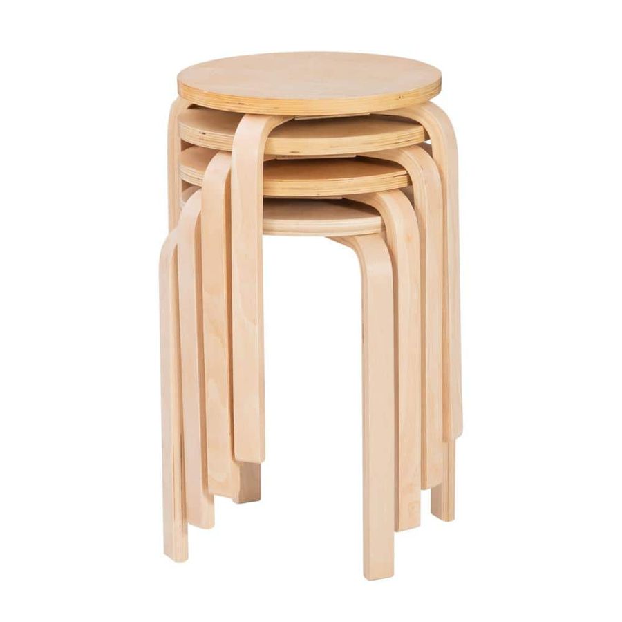 Linon Home Decor Skelly Stackable 18 in. Natural Backless Wood Stool (Set of 4) THD03568 - The Home Depot added by Samantha Grifone