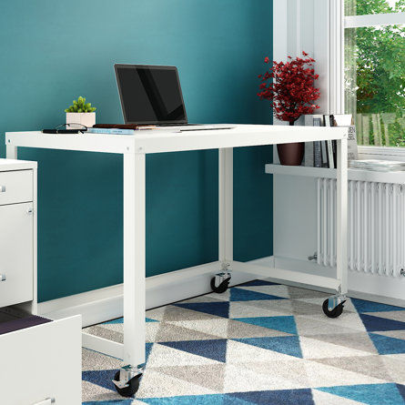 Ebern Designs Yeomans Ready-to-Assemble 48-inch Wide Mobile Metal Desk for Home Office | Wayfair added by Evie Leigh