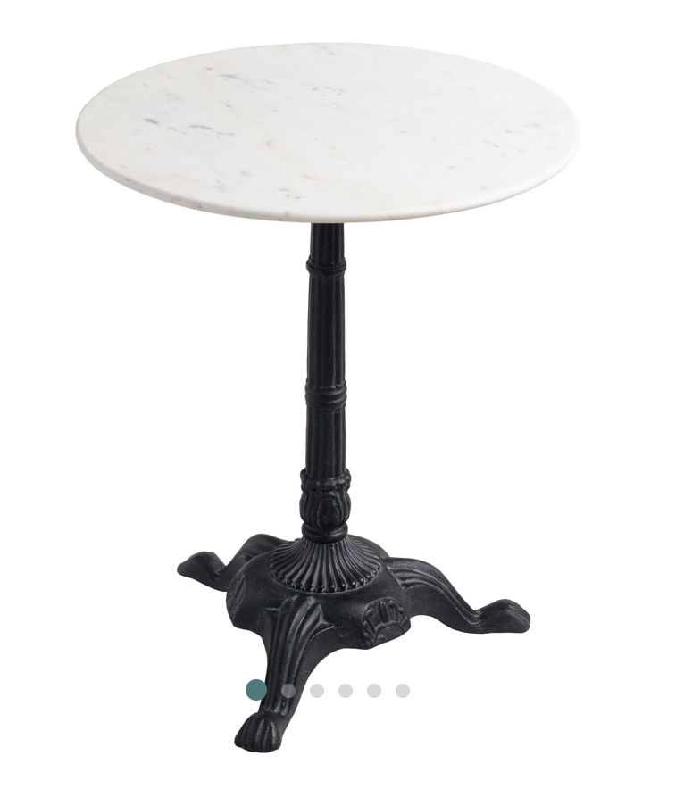 Round White Marble and Black Metal Bistro Side Table added by Sophia Atiq