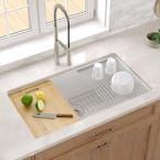 33 in. L x 19 in. W White Fireclay Rectangular Single Bowl Undermount Workstation Kitchen Sink with Accessories added by Erica Ramon