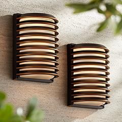 John Timberland Bronze Grid 10" High Outdoor Wall Light Set of 2 | www.lampsplus.com added by Olga Dragieva