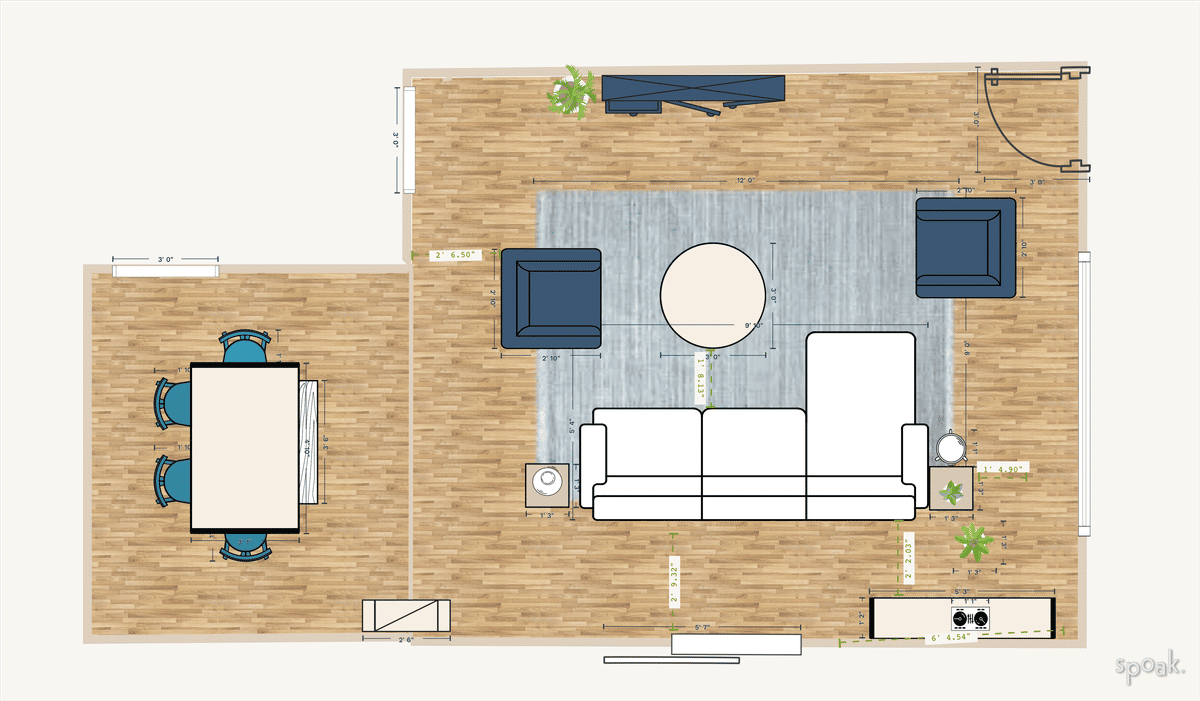 Great Room Layout designed by Sarah Vanier