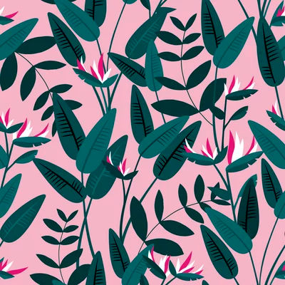 Lush island birds of paradise garden tropical banana leaves and flowers in pink green and blush Blackout Curtain by Little Smilemakers Studio added by Lindsay Etter