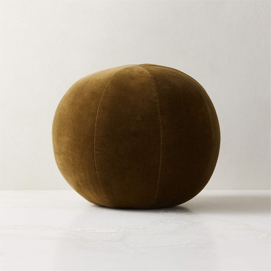 Terre Olive Velvet Sphere Modern Throw Pillow + Reviews | CB2 added by Spoak Member