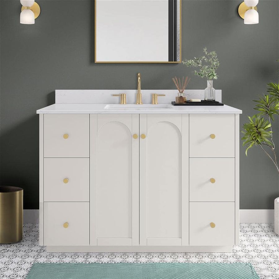 Home Decorators Collection Anabelle 48 in. Single Sink Soft Grey Bath Vanity with Engineered Marble Carrara Marble Top (Assembled) 23013-VS48-DOM - The Home Depot added by Allison Keach