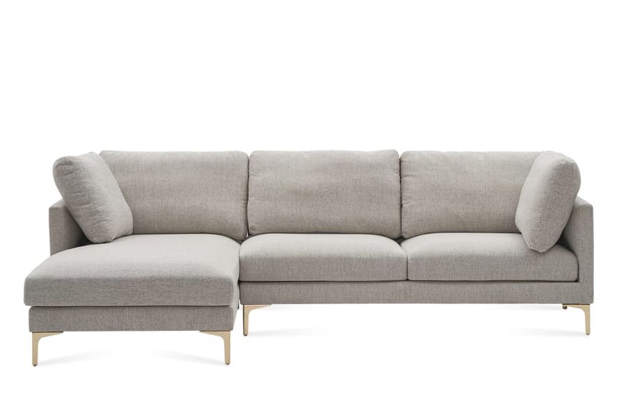 Adams Chaise Sectional Sofa, Pearl Beige, Brass, Left Facing | Castlery added by Spoak Member