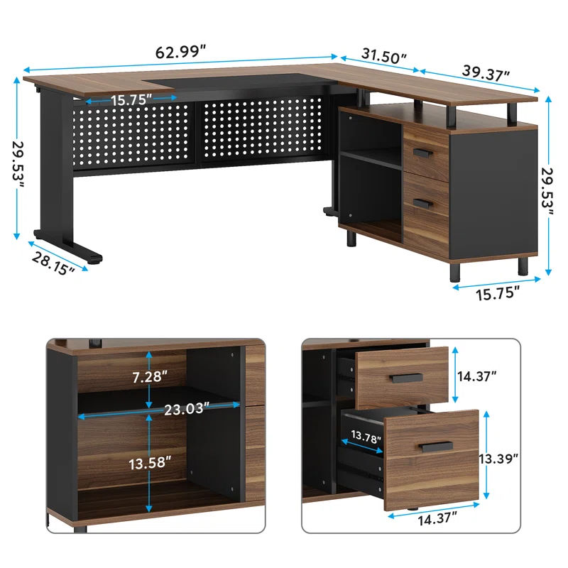 17 Stories Ottovile 63'' W Executive Desk with File Cabinet for Home Office & Reviews | Wayfair added by Ally Lamson