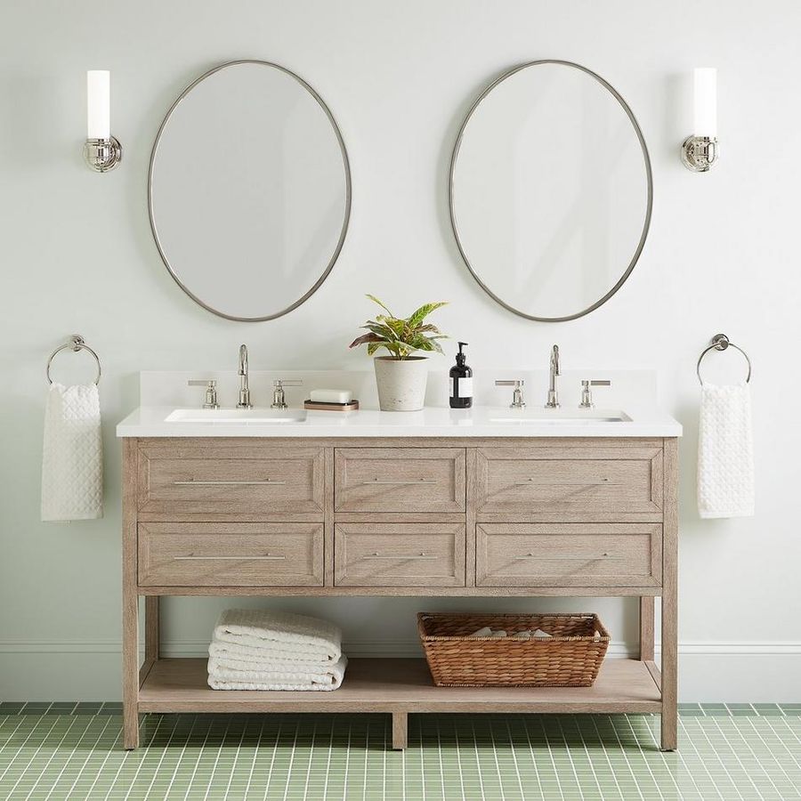 60" Robertson Console Vanity with Rectangular Undermount Sinks - Brushed White added by Amy Tausk