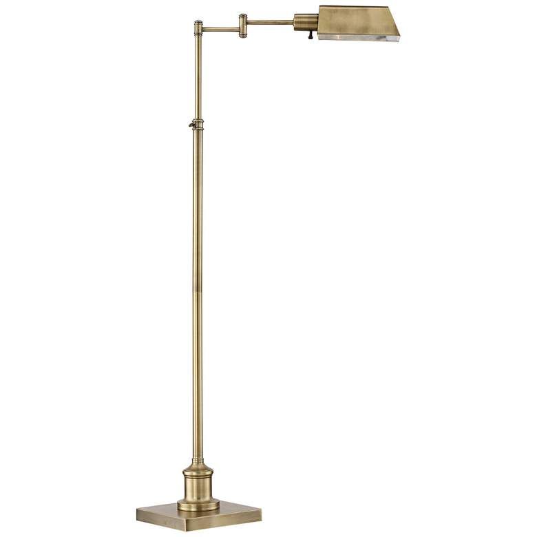 Jenson Aged Brass Adjustable Swing Arm Pharmacy Floor Lamp - #1K779 | Lamps Plus added by Emily Perdue