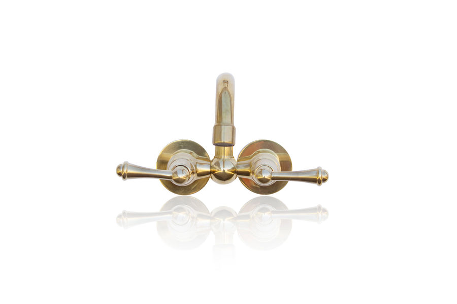 3 3/8ths Small Wall Mount Gooseneck Faucet Lever Handles Natural Nonlacquered Brass added by Kate Lynn Nemett