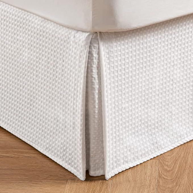 MIYE Pleated Waffle Weave Bed Skirt, Tailored Dust Ruffle 12 Inch Drop added by Kate McCarty