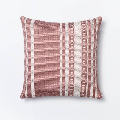 Woven Asymmetrical Striped Square Throw Pillow Mauve/Cream - Threshold™ designed with Studio McGee added by Kristen Dominguez
