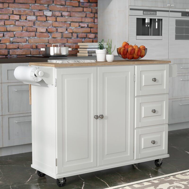 Home Styles Liberty Kitchen Cart with Wood Top - White added by Andy Mansoor