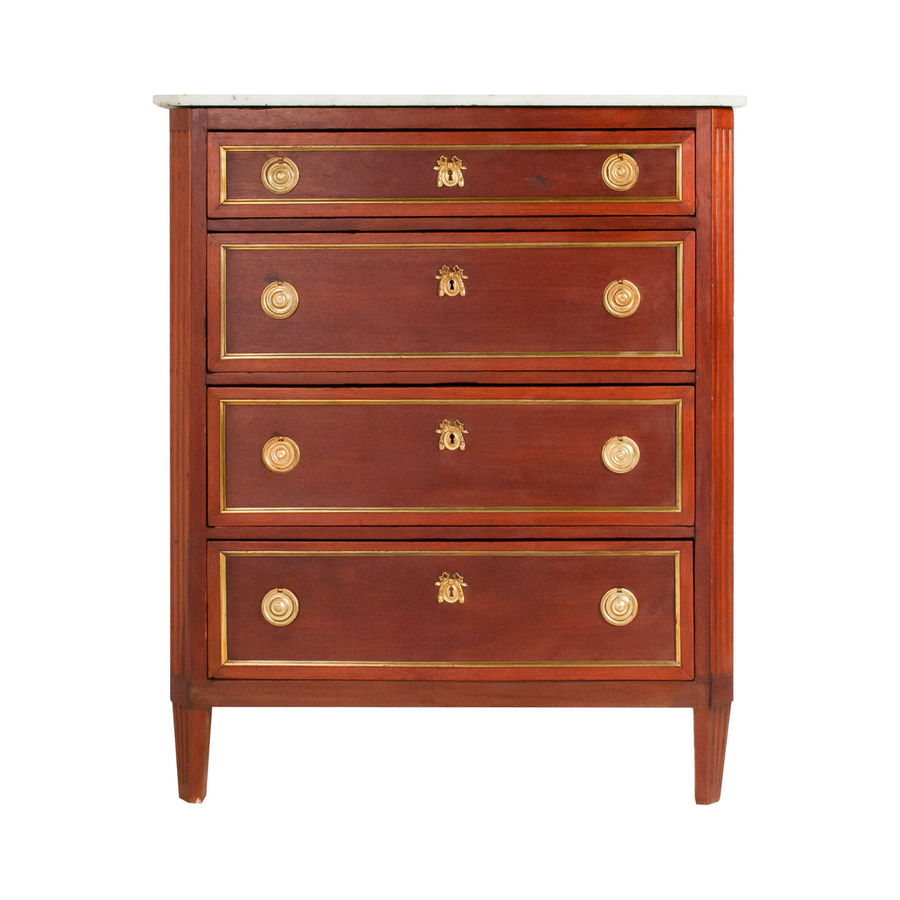 French Mahogany White Marble Top 4 Drawer Chest added by Carmyn Darby