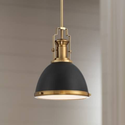 Possini Euro Posey 9 1/2" Wide Black and Brass Dome Mini Pendant - #64T25 | Lamps Plus added by Maggie Norman