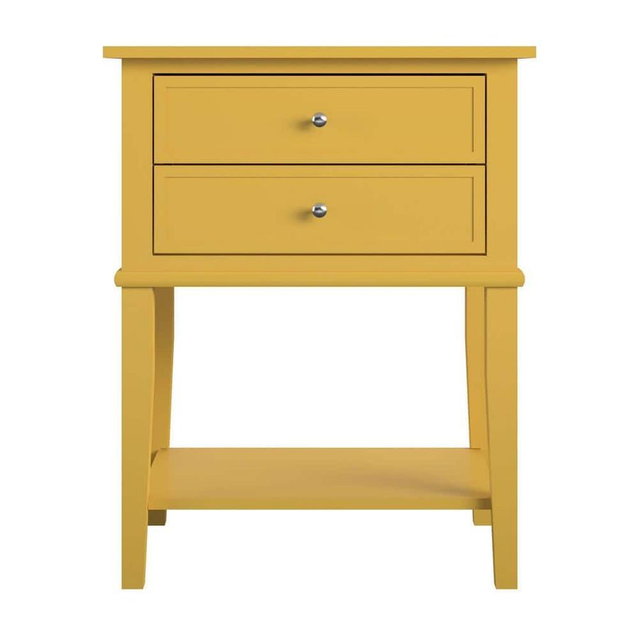 Ameriwood Home Queensbury 22 in. Mustard Yellow Accent Table with 2 Drawers HD75103 - The Home Depot added by Kathleen Fenley