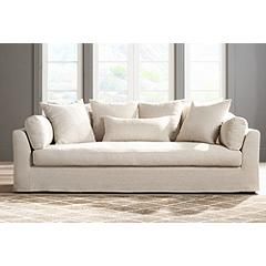 Chateau 99" Wide Linen Fabric Slipcover Sofa | www.lampsplus.com added by Maliha Afroze