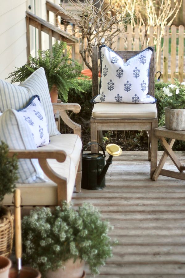Outdoor Emma Pillow Covers in Wedgewood | 3 Sizes added by Serena Finnerty