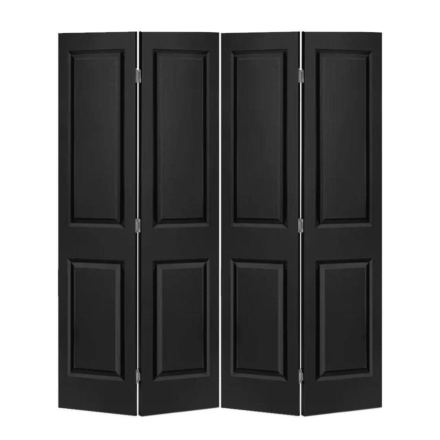 CALHOME 48 in. x 80 in. 2 Panel Black Painted MDF Composite Bi-Fold Double Closet Door with Hardware Kit BF-2PANEL-24D(2) - The Home Depot added by sallie tyler