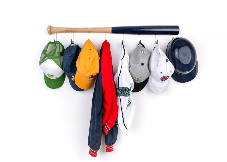 Baseball Bat Rack, Navy 31"w  4"d x 2"h added by Kate Lynn Nemett