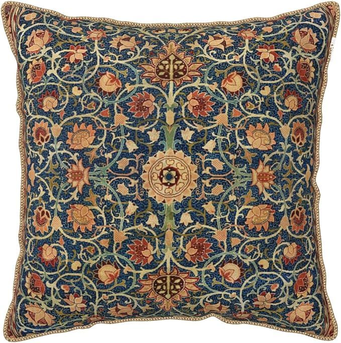 Yinzaishe William Morris Vintage Floral Velvet Throw Pillow Covers Home Art Deco Pillowcase Square Pillow Case Cushion Cover for Bed Sofa Living Room Car Indoor and Outdoor 18"X18" added by Sarah McNutt