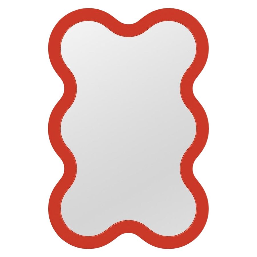 Contemporary Wall Mirror 'Hvyli 6' by Oitoproducts, Red Frame added by Serena Finnerty