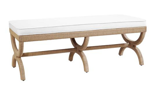 Xari Coastal Beach White Upholstered Seat Natural Rope Entryway Bench added by Mary Kate Blum