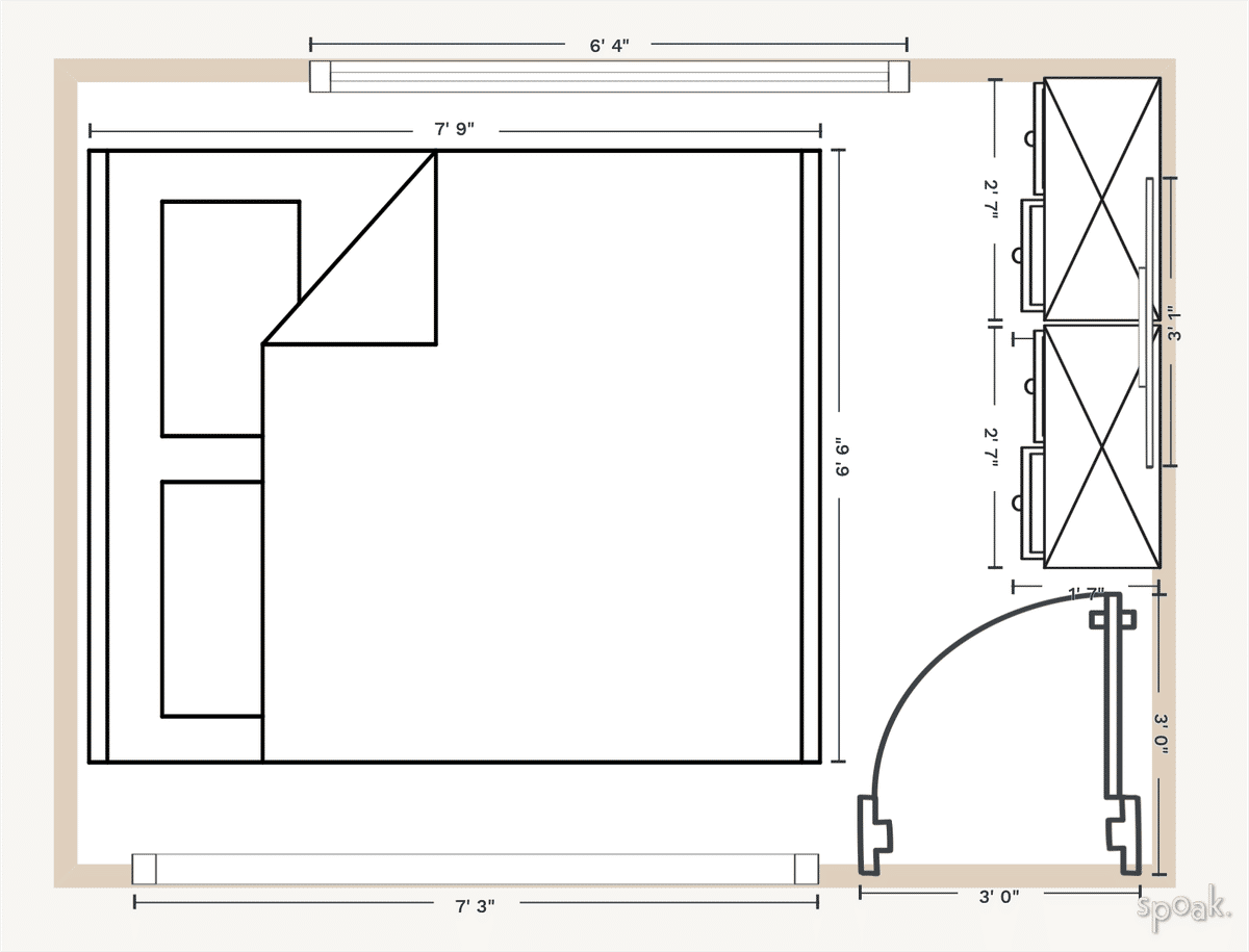 Rectanglar Bedroom Plan designed by Emma Simonton