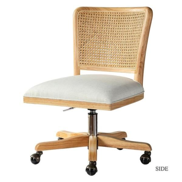 Crisolina Natural Leg Linen Swivel Task Chair with Rattan Back added by Jessica Simpson