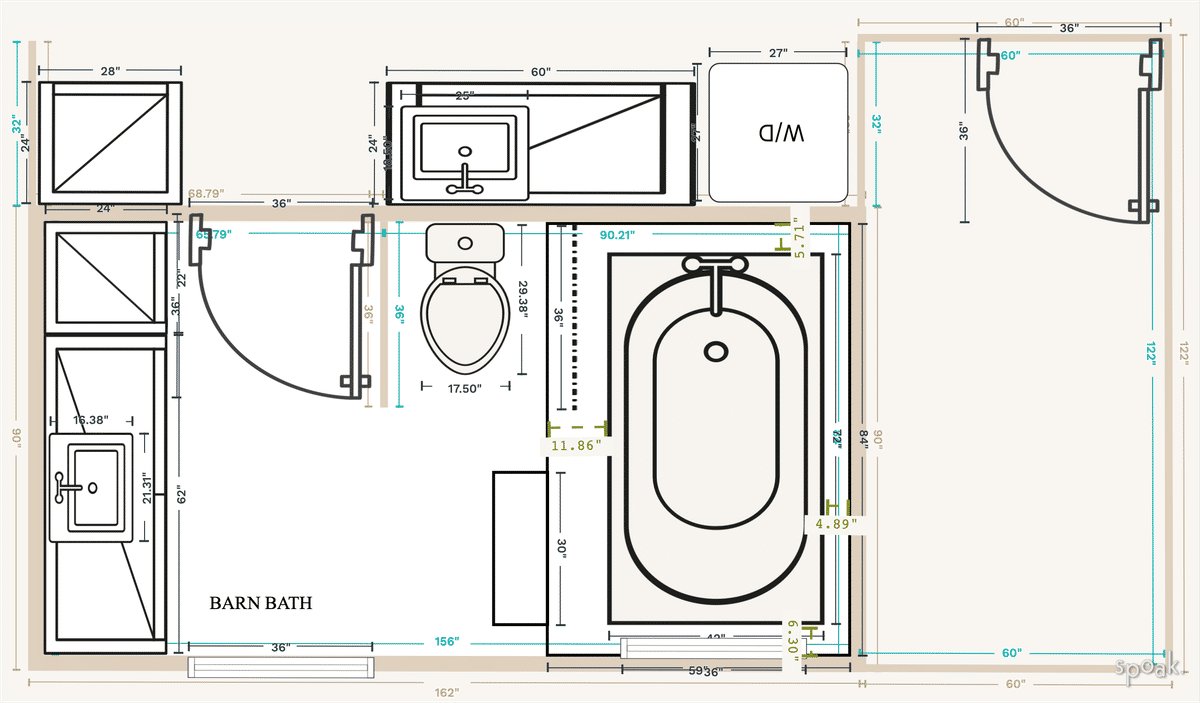 Half Bathroom Floor Plan designed by Tom Smith
