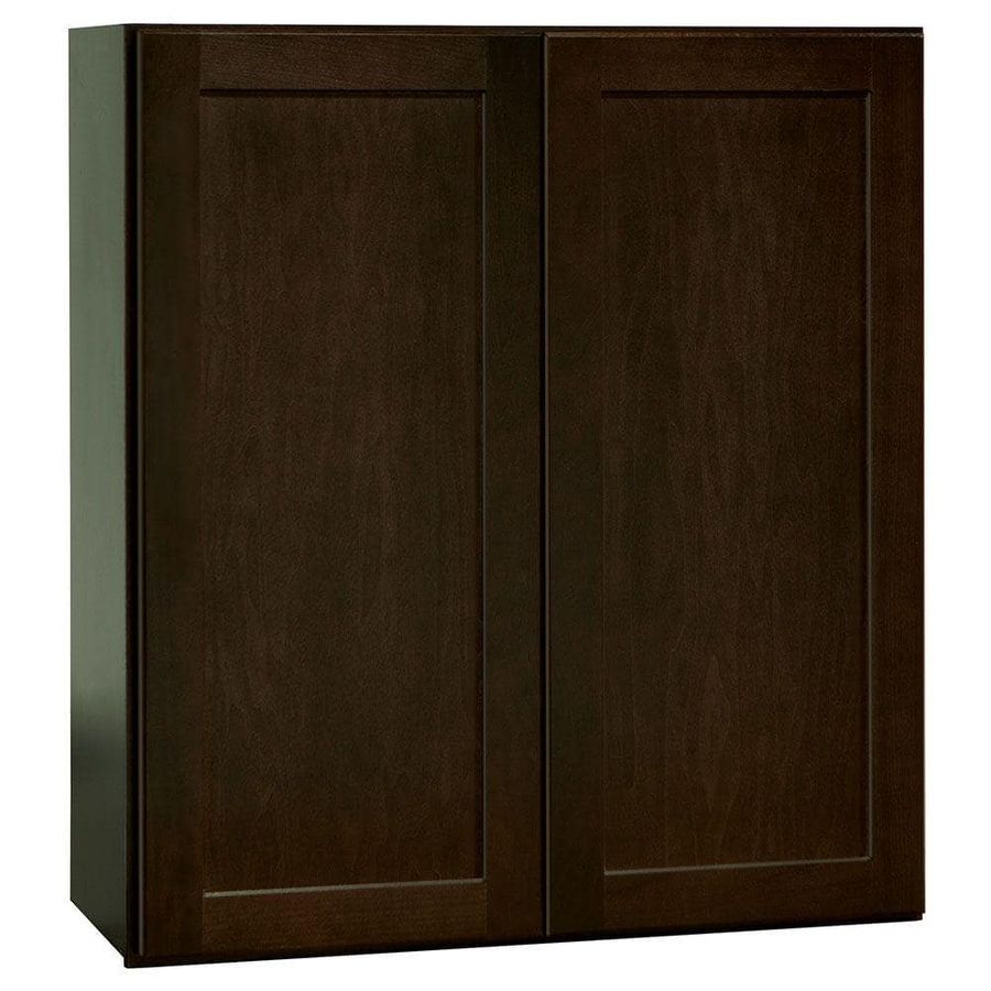 Hampton Bay Shaker 27 in. W x 12 in. D x 30 in. H Assembled Wall Kitchen Cabinet in Java KW2730-SJM - The Home Depot added by Morgan Van Roekel
