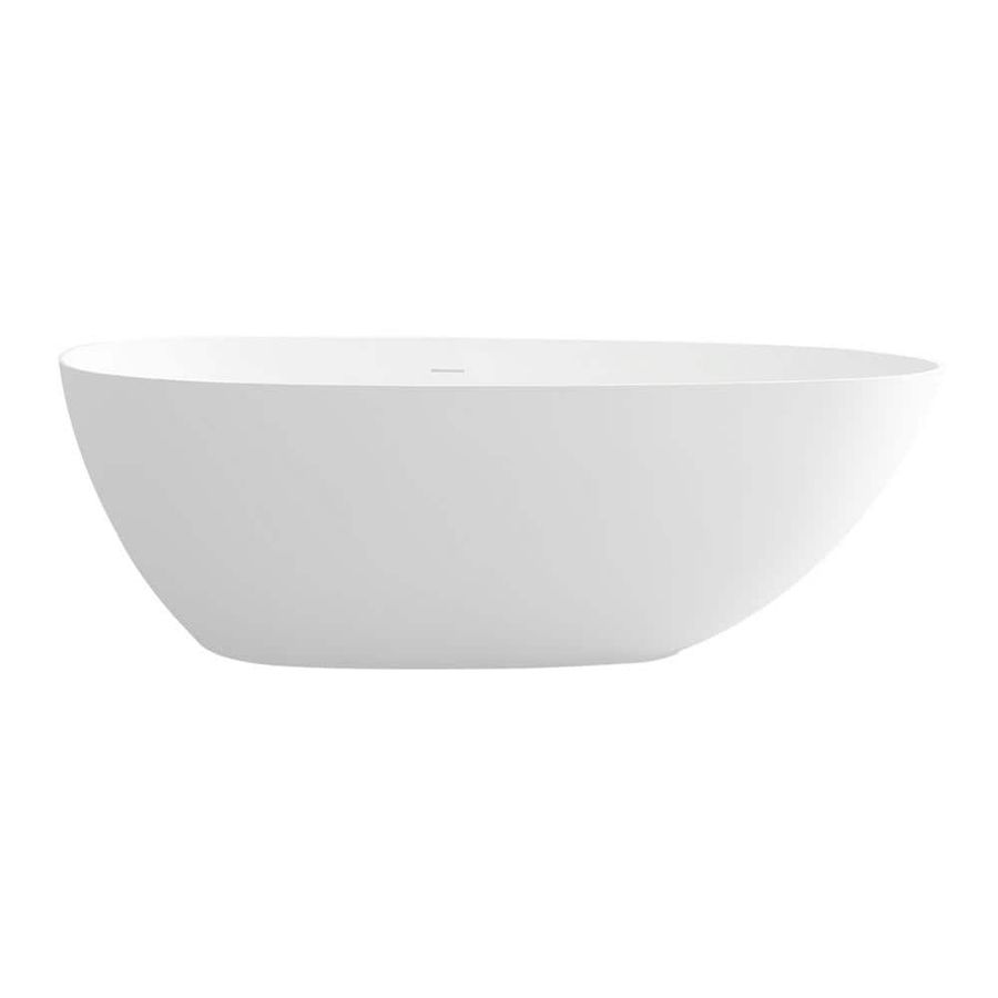 VANITYFUS 59 in. Stone Resin Flatbottom Solid Surface Freestanding Soaking Bathtub in White with Brass Drain VF-CloW34-S - The Home Depot added by Danielle Lambert