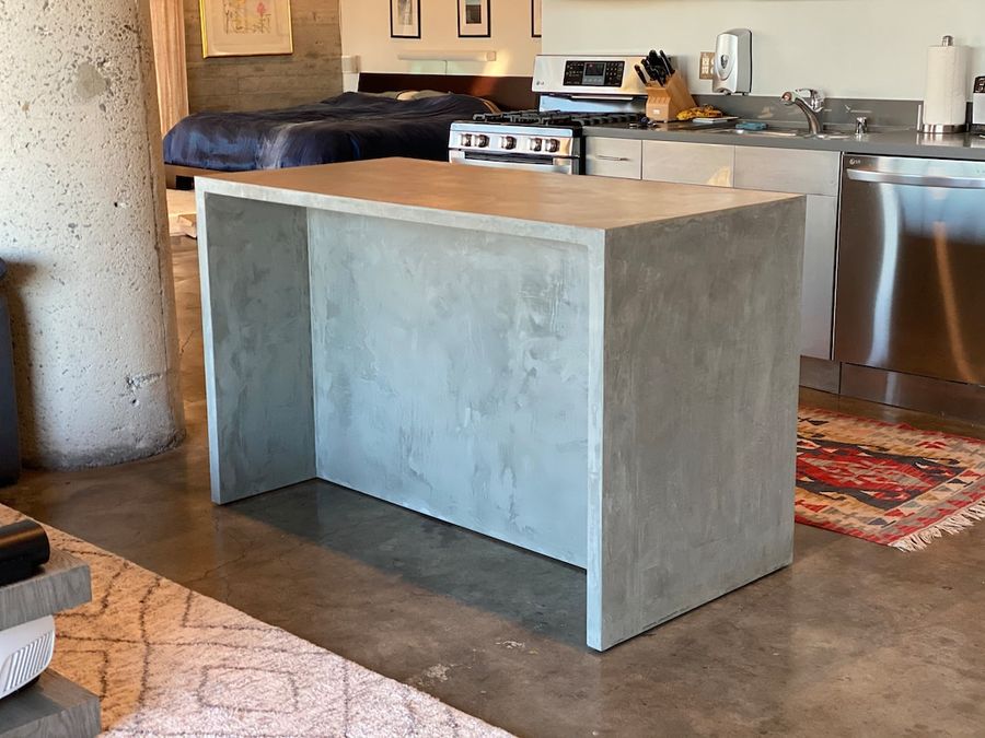 Concrete Kitchen Island  Waterfall Island  Minimal Kitchen - Etsy added by Spoak Member